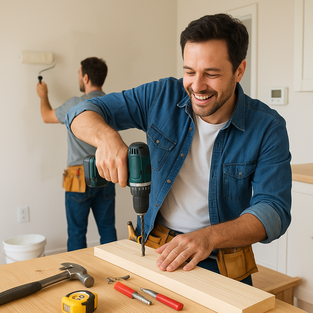 Dad working on a home project